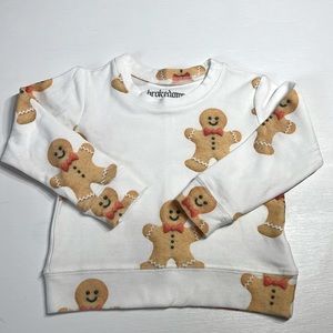 Brokedown Clothing Kid's Christmas Gingerbread Cookie Sweatshirt, Girls Size 2T